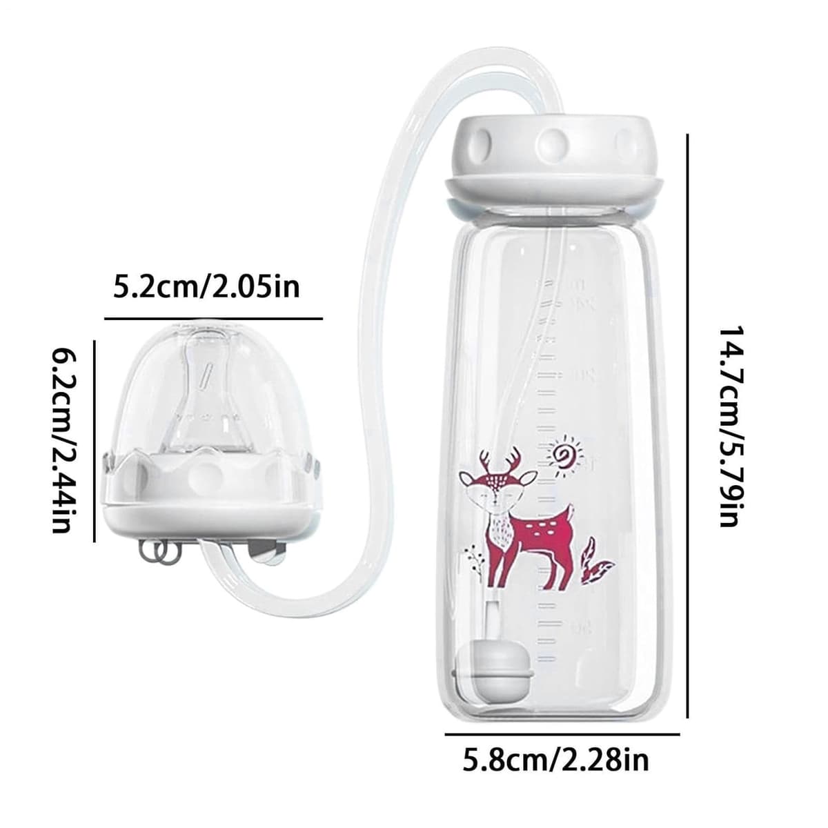Anti-Colic Feeding Bottle, 240ml Hands Free Feeder Nursing Cup, Adjustable Fast-Flow Milk Bottle Feeding System for Both Male and Female Kids, Easy to Hold — view 2