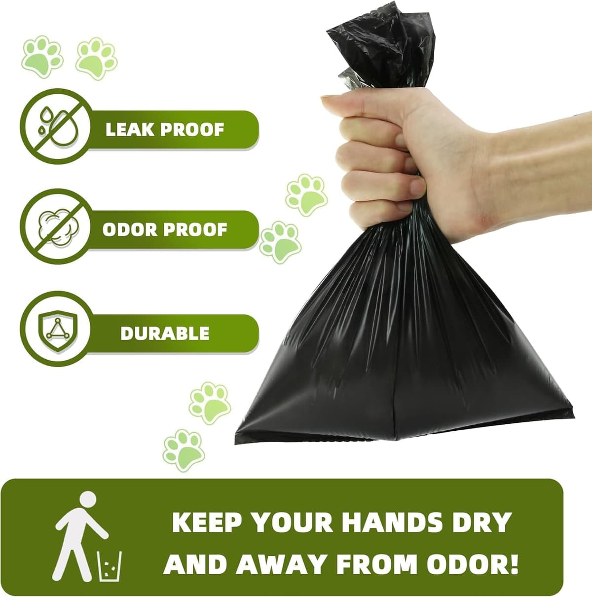 TopfreeThicker Dog Poop Bags 180 Dog Poo Bags Waste Bags Thick Strong Made from Corn Starch Plants Based (Black) — view 3