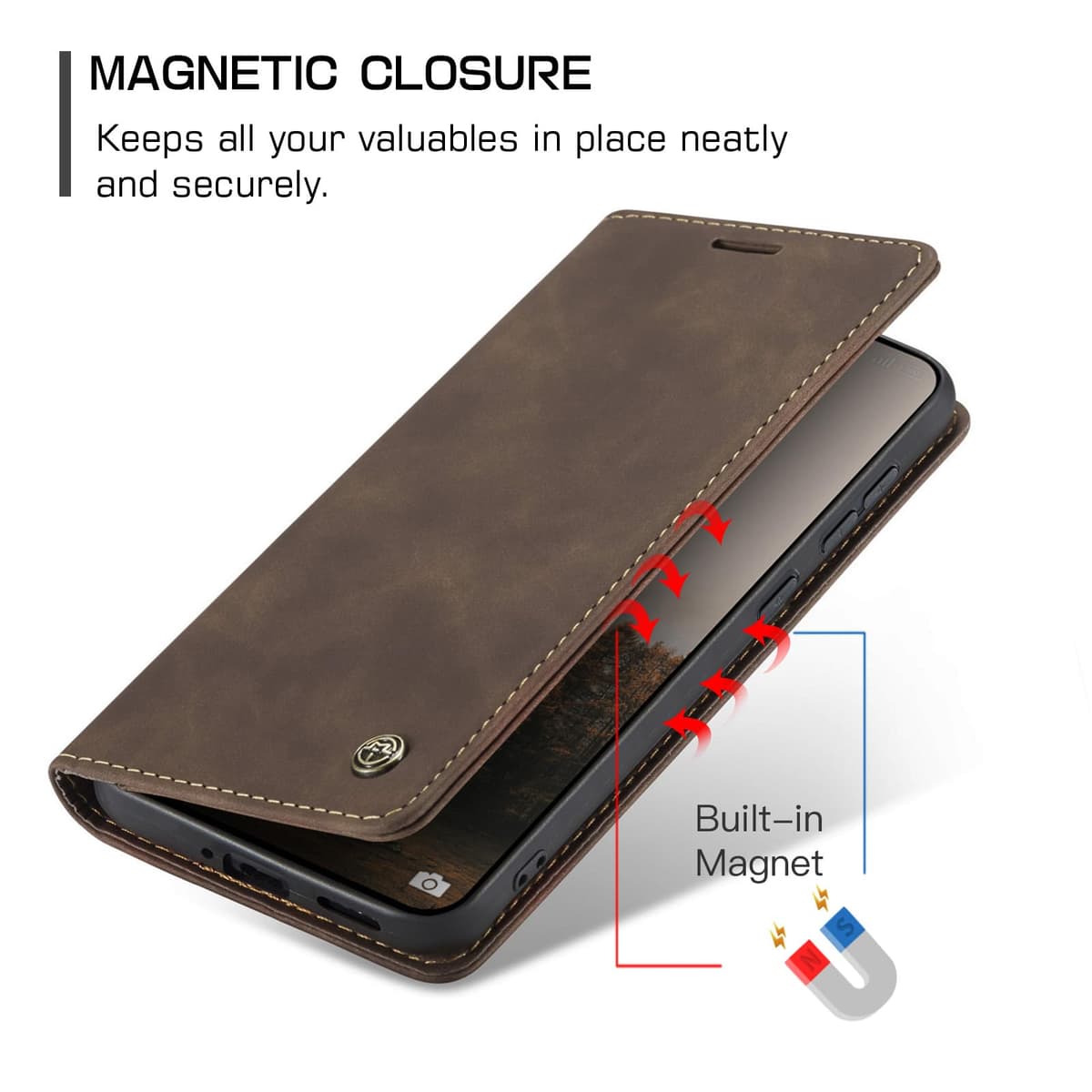 for Xiaomi Redmi Note 15 Pro 5G Case, Wallet Case Flip Leather with Card Holder Magnetic Closure Shockproof Kickstand Protective Phone Cases Cover for Redmi Note 15 Pro 5G, Coffee — view 3