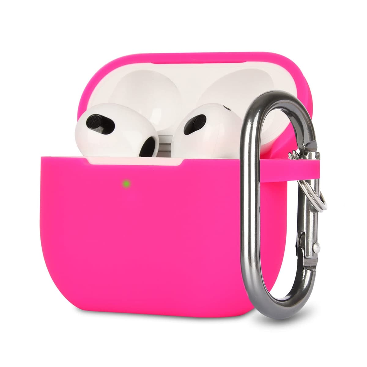 Funda de Silicona Compatible con AirPods 3, Anti-rasguños, Anti-Polvo, LED Frontal Visible, Funda Premium Silicona para AirPods 3.ª Generación (2021) con Mosquetón, Coral Orange — view 27