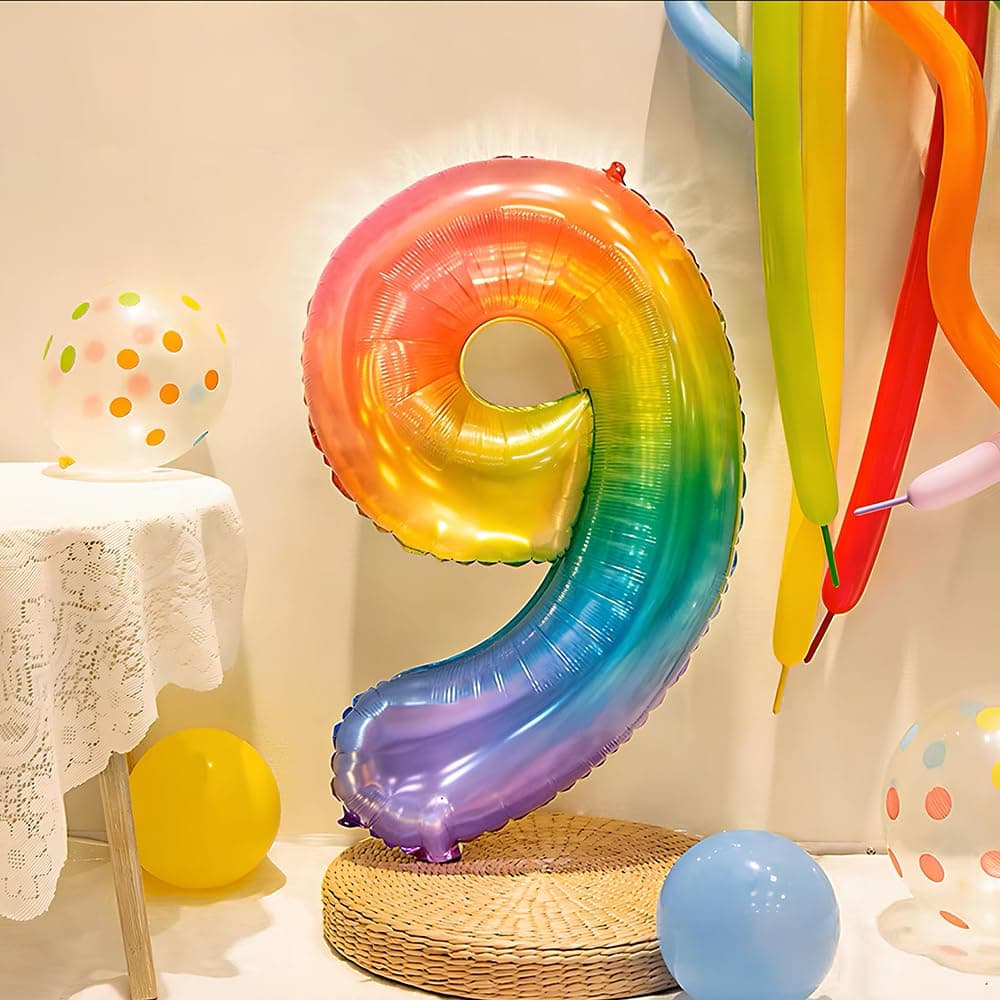 Foil Globo Número 5 Azul 40" (101cm), Inflable Helio o aire, Gigante Numeros 0-9, 10-19, 20-29, 30-100, Grande Globos Decoración para La Boda Aniversario y Cumpleaños Fiestas — view 39