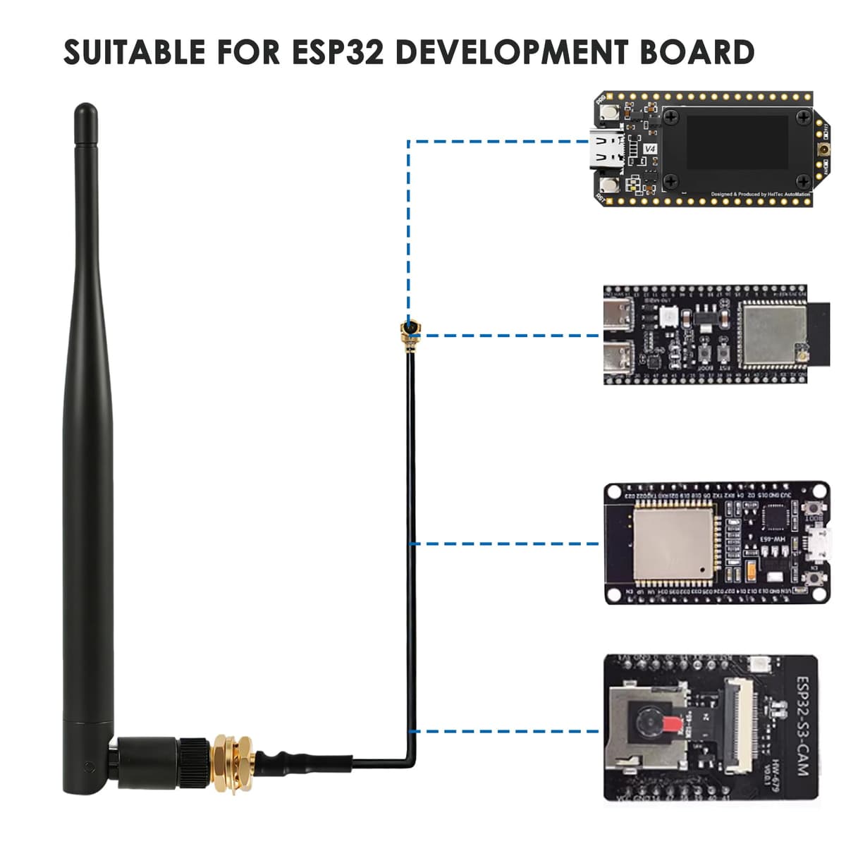 2 unidades de antena LoRa de 868 MHz, ganancia de 5 dBi, conector SMA omnidireccional con conector SMA hembra, adaptador de antena, cable adaptador de antena, para Meshtastic ESP32 LoRa OLED Board con — view 4