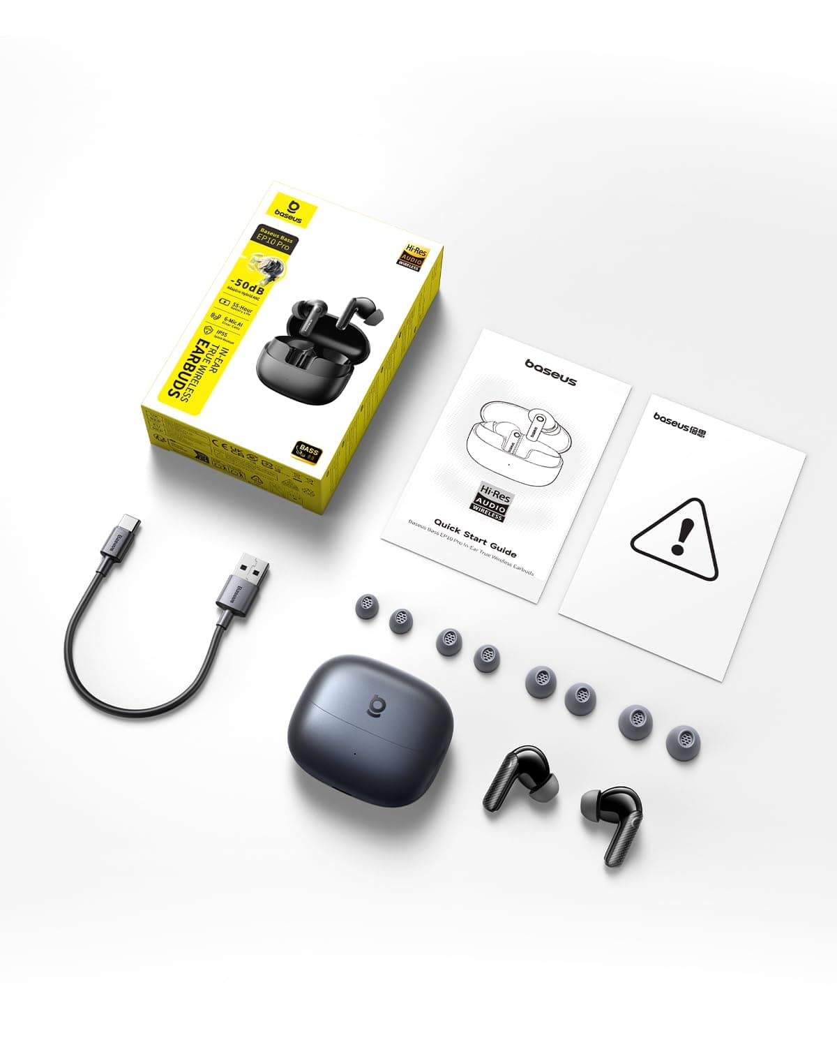 Baseus EP10 Pro Auriculares Inalámbricos Blueooth, Auriculares Bluetooth Cancelación de Ruido -50 dB, Audifonos Inalambricos, 7 Modos EQ, Hi-Res, 6 Mic AI, IP55, Duración de 55H, Bluetooth 6.0 — view 9