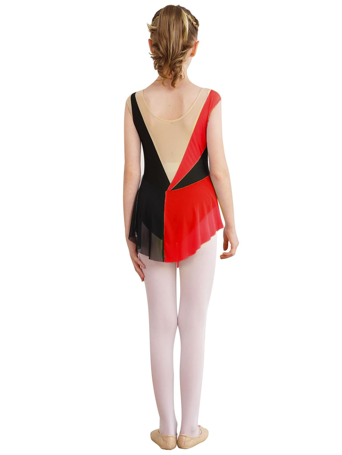 JEATHA Maillot De Danza Baile Brillantes Niñas Maillot Sin Manga con Malla Transparente Vestido De Patinaje Artístico Gimnasia Ropa De Bailarina — view 4