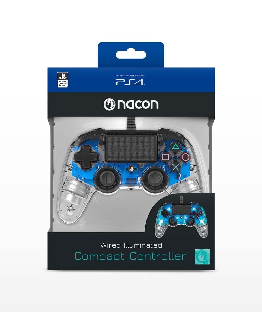 Nacon - Compact Mando con licencia Oficial Sony para PS4 y PC, Gaming Controller con Cable - Azul Retroiluminado — view 3