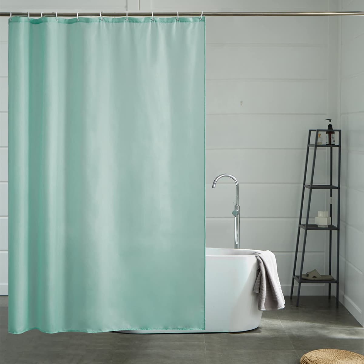 Furlinic Cortina Ducha 200x200cm Antimoho Impermeable Lavable Blanco Tela Poliéster Grandes Cortinas de Baño con 12 Aros de Cortina Ducha. — view 155