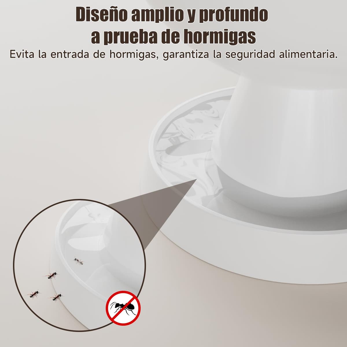 Comedero de Cerámica para Gatos, Pawinner Plato Elevado para Mascotas, Diseño Inclinado 15°, Barrera Antihormigas, Fácil Limpieza, Base Estable, para Gatos y Perros Pequeños, 250 ml, Blanco — view 4