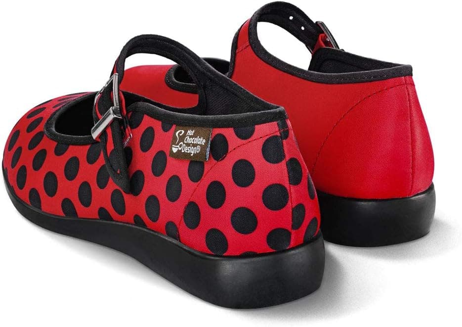Hot Chocolate Design Chocolaticas Funky Canvas Women's Mary Jane Flat Shoes 4 UK Ladybug — view 2