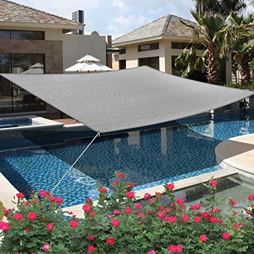 HOMA 8' x 20' Grey Rectangle Sun Shade Sail Canopy, 95% UV Blockage Awning Shelter Fabric Cloth Screen for Patio Outdoor Backyard - Heavy Duty Commercial Grade (Custom Size - Made in USA) — view 5
