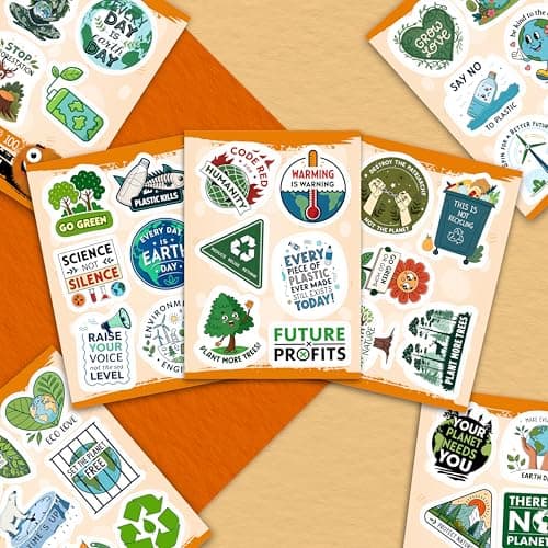 100Pcs Environmental Stickers for Water Bottle and Laptop - Earth Day Stickers Bulk - Еnvironmentalist Gifts - Environmental Party Supplies - Earth Day Decorations - Gifts for Women & Men — view 4
