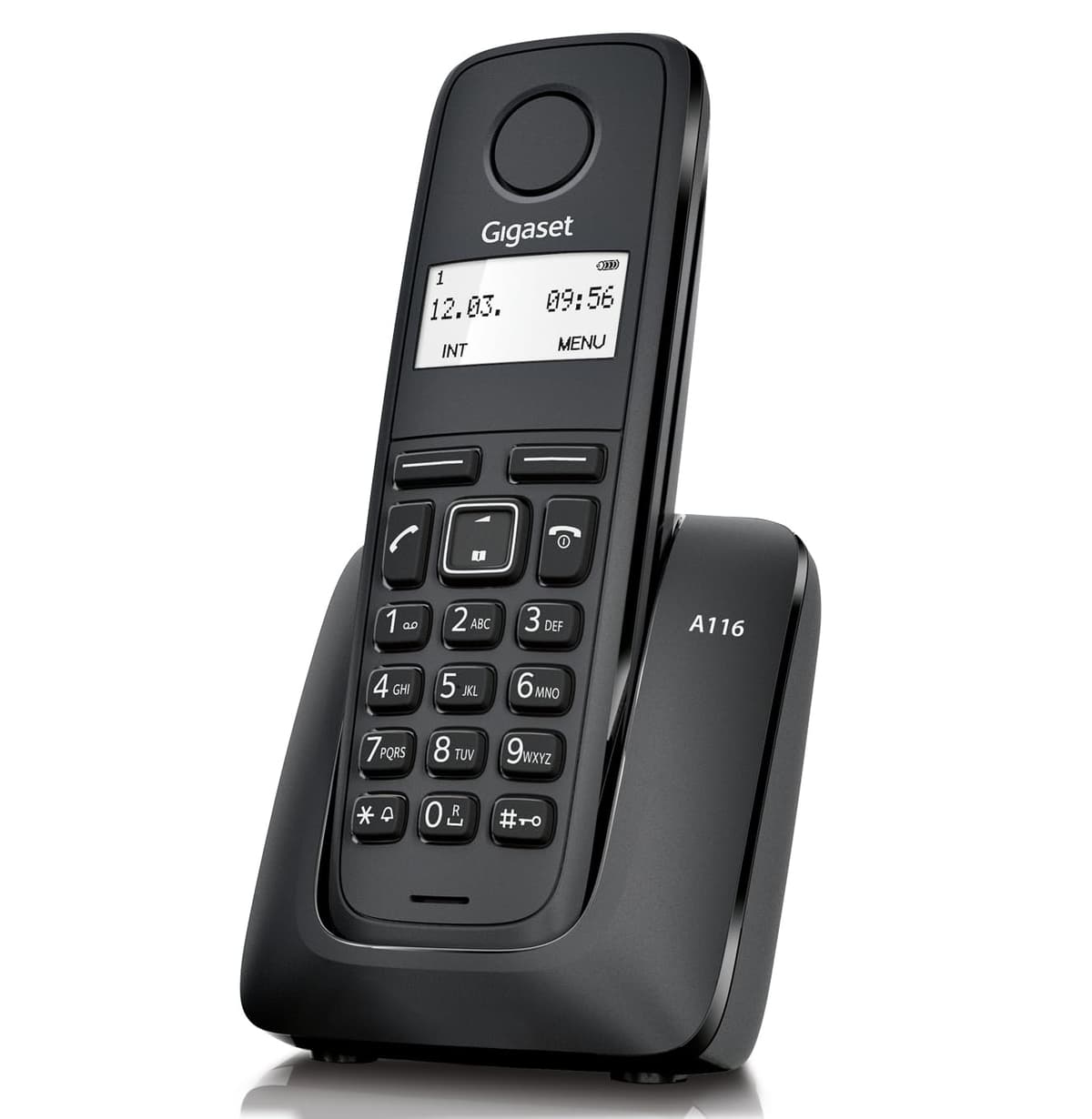 Gigaset A116 - Teléfono DECT Inalámbrico - Pantalla Gráfica Iluminada - Pantalla gráfica de 1,4" - Fácil de Usar, Negro [Compatible en ES y IT]