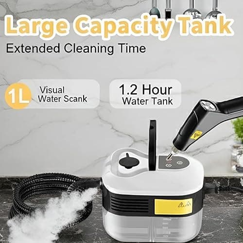 Handheld Steam Cleaner: 2500W High Temperature Pressurized Steamer with 6 Adjustable Levels - Portable Multi-Surface Steam Cleaning Machine for Kitchen, Bathroom, Furniture, Car, Windows (Red) — view 3