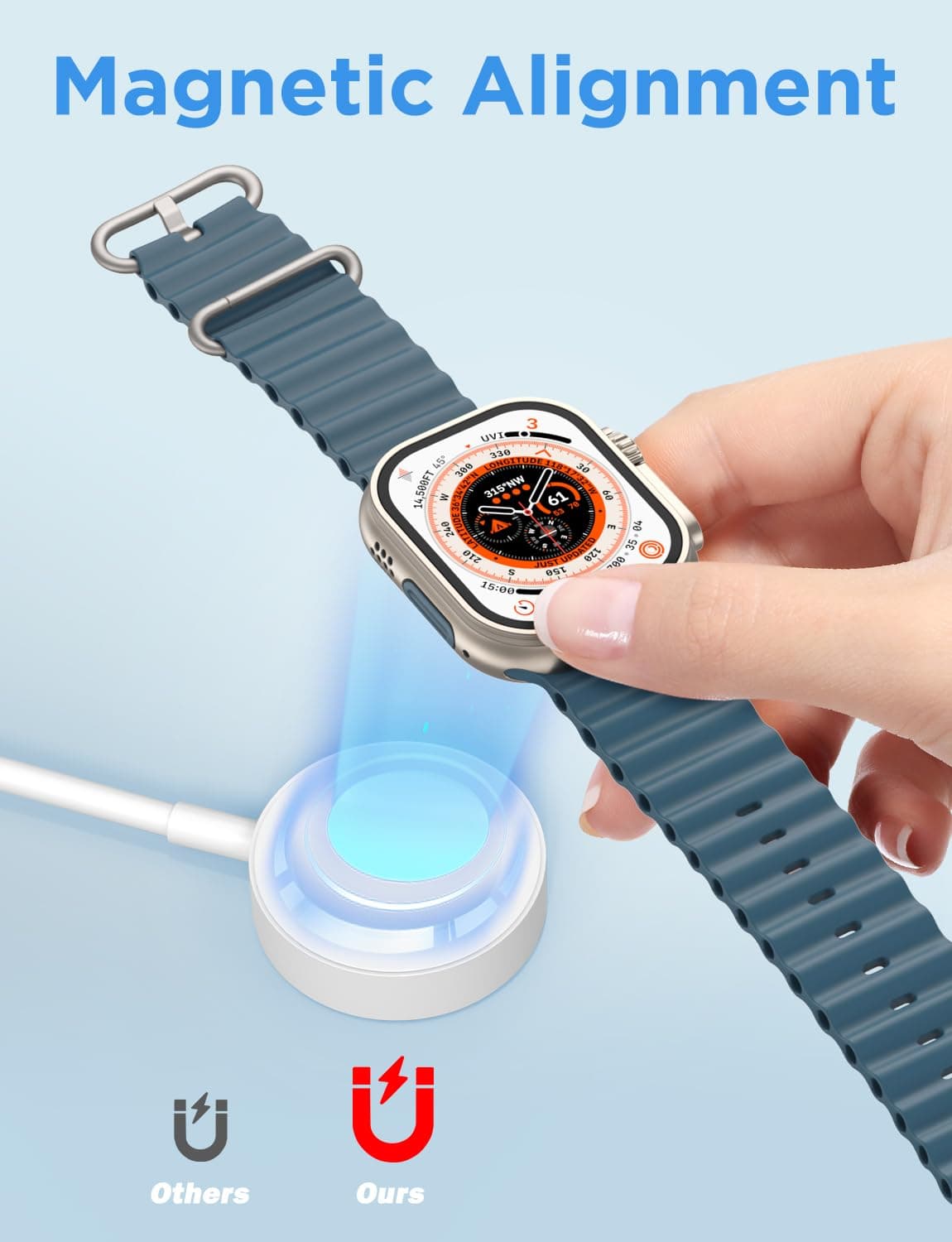2026 Upgraded iWatch Charger Compatible with Apple Watch Charger USB Magnetic Charging Cable Portable Fast Accessories for iWatch Ultra/SE/Series 9/8/7/6/5/4/3/2/1(1m) — view 3