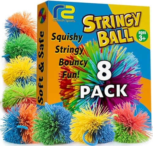 Stringy Balls & Sensory Toys 8 Pack - Fidget Toys Sensory Gifts for Kids Ages 3 4 5 6 7 8 + Year Old - Best Stress Balls Toys & Toddler Toys Gifts for Toddlers, Boys & Girls - Monkey Balls Fidget Toys