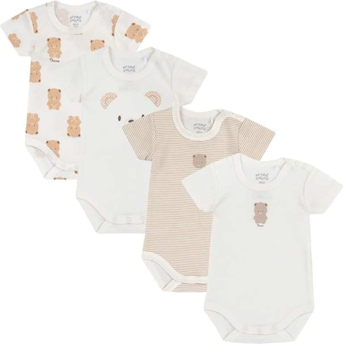 Chicco, Body Bebé Niño y Niña, Set de 4 Body con Mangas Cortas en 100% Algodón, Unisex Niño y Niña 0-24 Meses, Designed in Italy — view 6