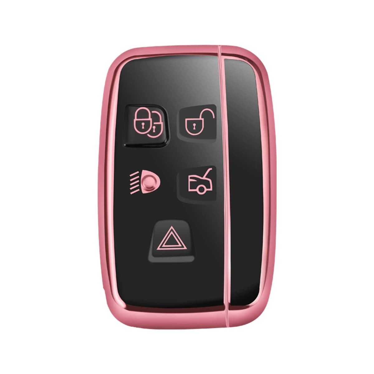 M.JVisun Soft TPU Case Cover Protector Case for Land Rover, Car Remote Key Fob Case for Land Rover Discovery 4/Sport Freelander 2 for Range Rover Evoque/Sport/Velar - Glossy Pink - Braided Keychain — view 3