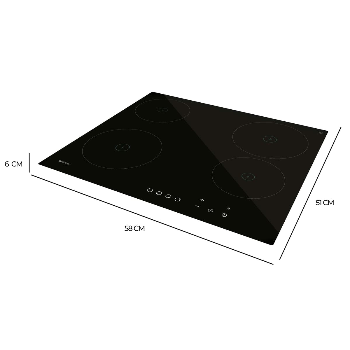 Cecotec Placa de Vitrocerámica 4 Fuegos Bolero Squad V 4001 Potencia Máxima 6000 W, 9 Niveles de Potencia, Control Táctil, Programable, Indicador de Calor Residual — view 2