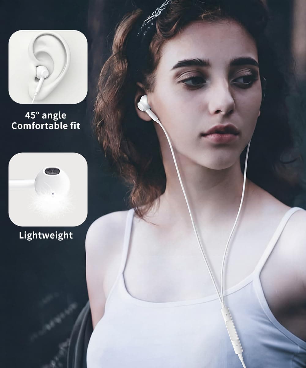 Cascos iPhone Cable,Auriculares para iPhone,Cascos con Cable con Aislamiento de Ruido Soporte Control de Volumen de Llamadas,Compatible con iPhone 13/12/11 Soporta Todo el Sistema i0S — view 5
