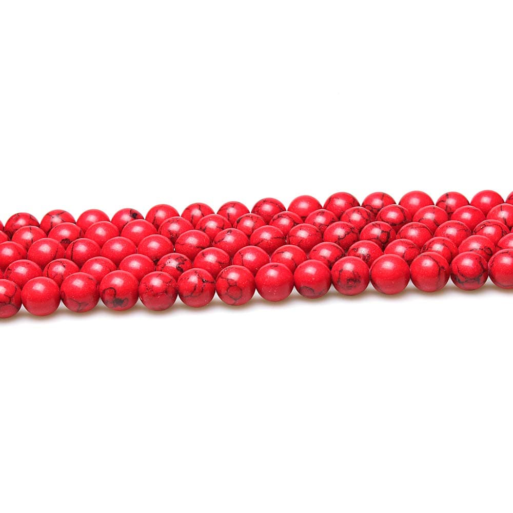 MJDCB 12mm 30 piezas Cuentas de Piedra Turquesa Rojo Sintéticas Redondas Sueltas Piedras Semipreciosas para Hacer Joyas Pulseras Collares — view 3