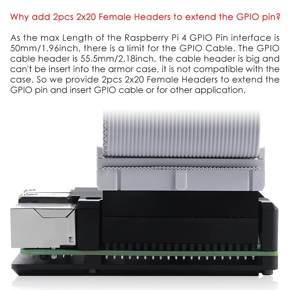 GeeekPi Armor Aluminum Alloy Case with Passive Cooling for Raspberry Pi 4, CNC Aluminum case with Heat Dissipation Heatsink Thermal Tape for Raspberry Pi 4 Model B(Black) — view 5