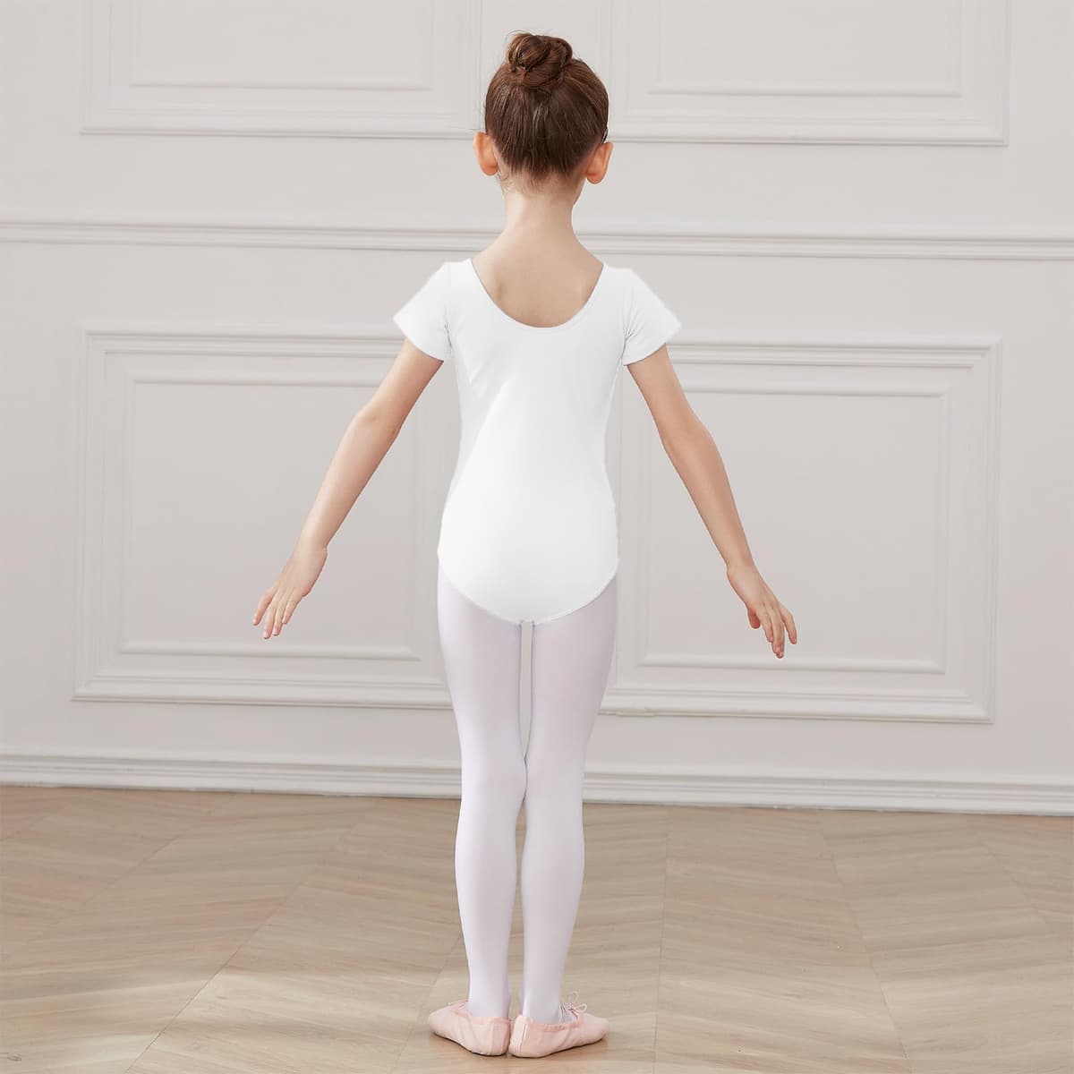 HIPPOSEUS Maillot de Ballet Danza para Niña Mangas Corta Ballet Body Leotardos Danza Clásico Gimnasia Ritmica, AM0019DX — view 3