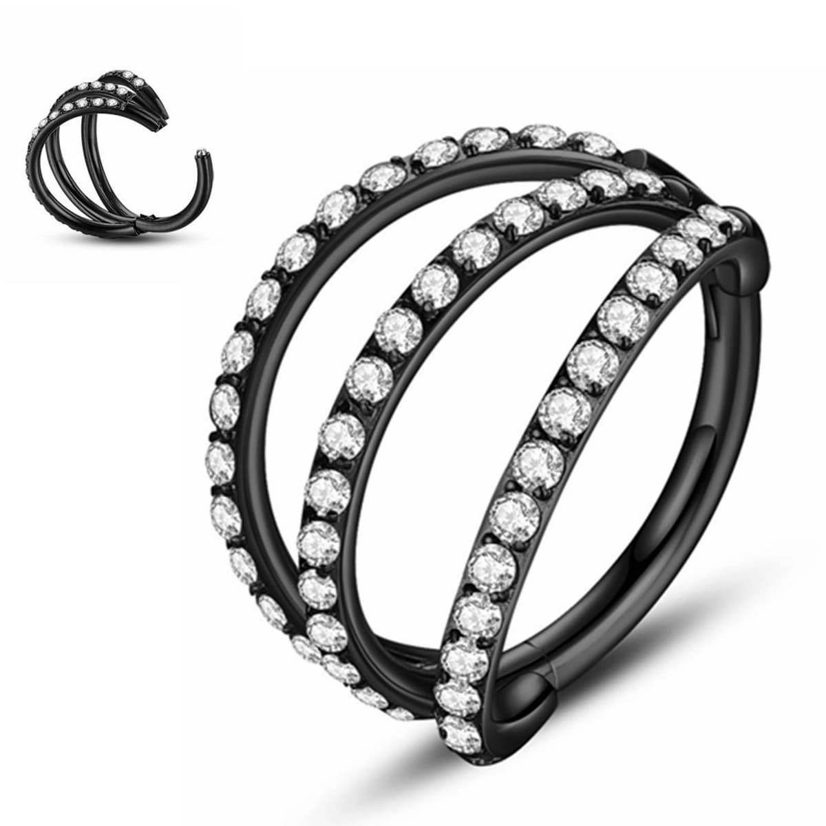 Yrogcu 20G 18G 16G 14G Single/Double Hoop Stainless-Steel Seamless-Hinged-Piercing Segment-Clicker Nose-Ring-Hoop : Diameter 6mm 8mm 10mm 12mm Cartilage Earrings — view 41