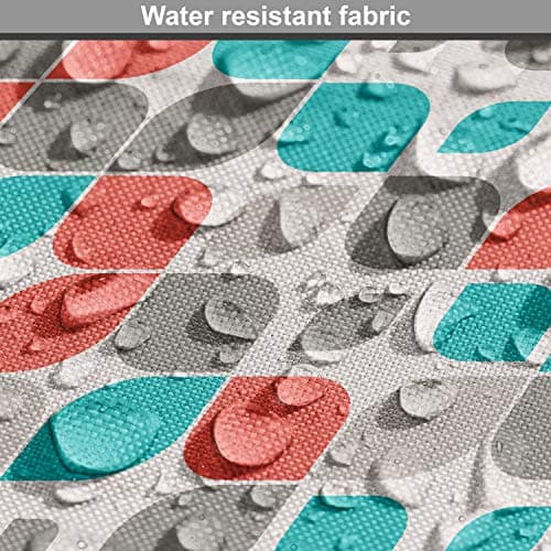 Ambesonne Retro Fabric by The Yard, Old Fashioned Style Abstract Mosaic Grid Inspired Floral Pattern Classical, Decorative Fabric for Upholstery and Home Accents, 1 Yard, Turquoise Grey — view 5