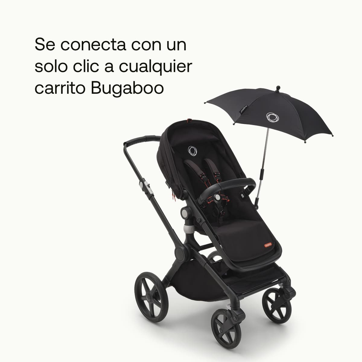 Sombrilla+ Bugaboo, Compatible con todos los carritos Bugaboo, Tejido de protección solar UPF 50+ para una protección solar óptima, Conexión con un clic y mecanismo de fácil ajuste, Negro — view 3