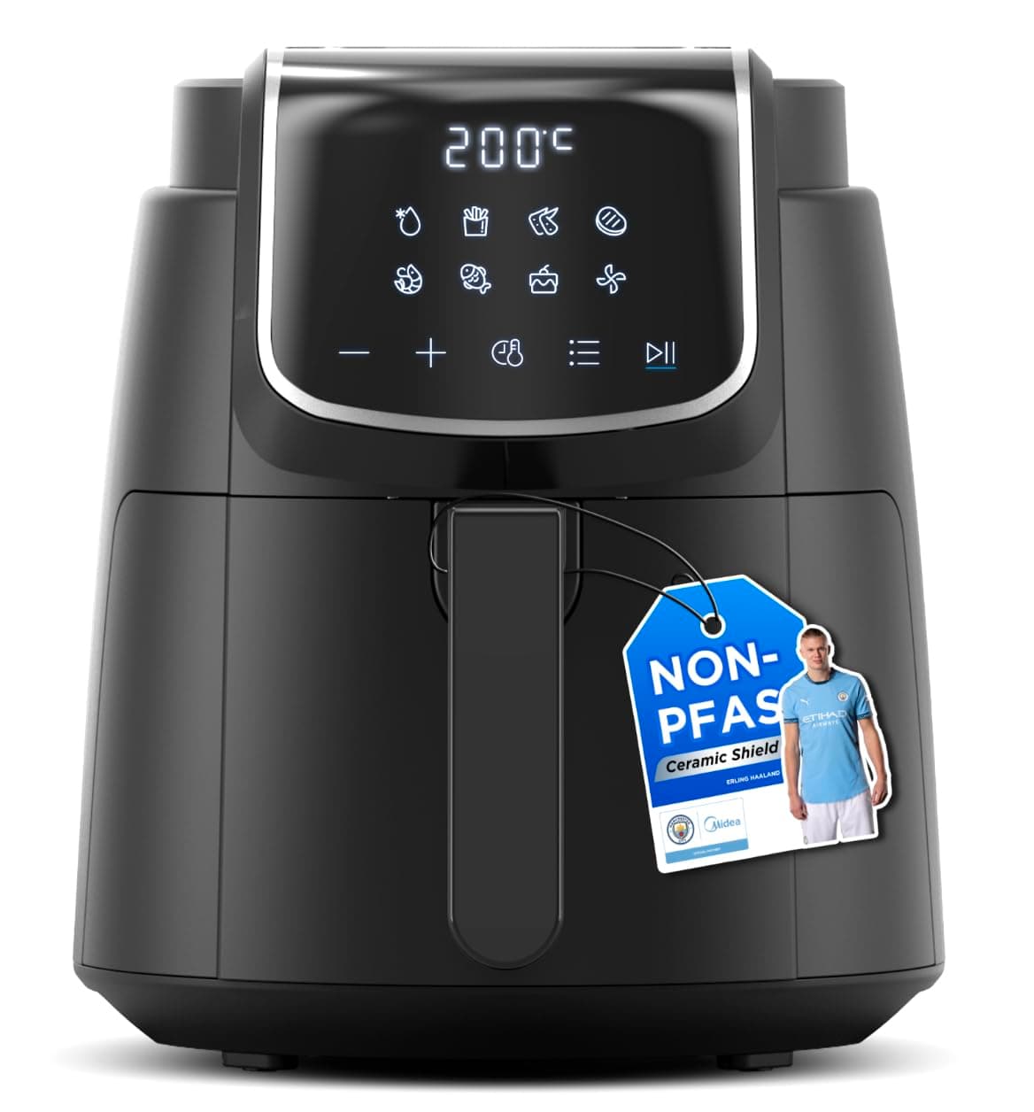 Midea Compact 2L Air Fryer – 12 Preset Menus, Adjustable Timer, 80-200°C Temperature Control, 1150W, Dishwasher-Safe Non-Stick Basket, BPA-Free, Space-Saving Design – Ideal for Small Kitchens (Black) — view 12