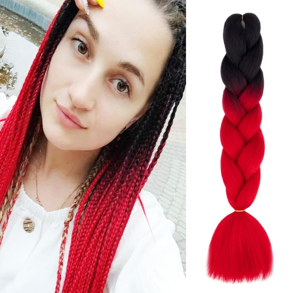 24" Braiding Hair Extension Jumbo Braids Synthetic 3bundles/pack Crochet Hair Afro Box Braid Heat Resistent (Dark Purple) — view 115