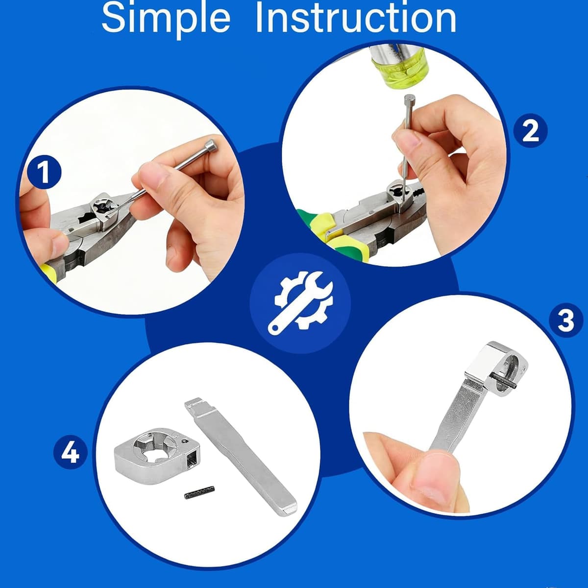 3 Buttons Flip Key Fob Case for Audi A3 A4 A6 A6L A8 Q7 TT S3 S4 S6 Quattro Entry Remote Fob Battery CR2032 &Pin Removal Tool with uncut blade — view 4