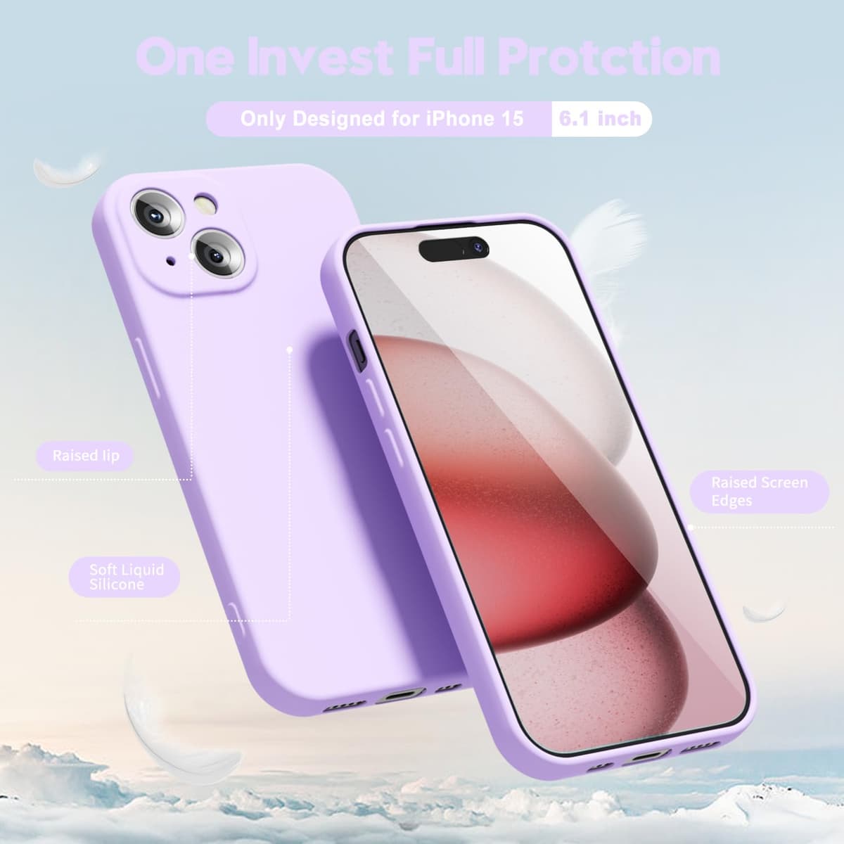 oakxco for iPhone 17 Pro Max Phone Case Liquid Silicone, Cute Thin Slim Grip Soft Rubber Gel for Women Men, Smooth Matte TPU Plain Solid Color Girly Simple Case with Camera Cover, Light Pink — view 1380