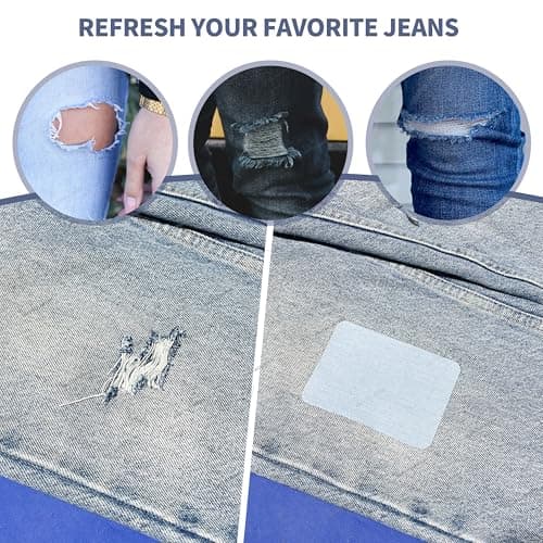 KING MOUNTAIN Iron-on Repair Patch 20 Pcs Pack, 100% Cotton Denim Iron-on Repair Patch, 5 Shades of Blue, Jeans and Clothing Repair and Decoration Kit, Size 3"x4-1/4"(7.5 cm x 10.5 cm) — view 2