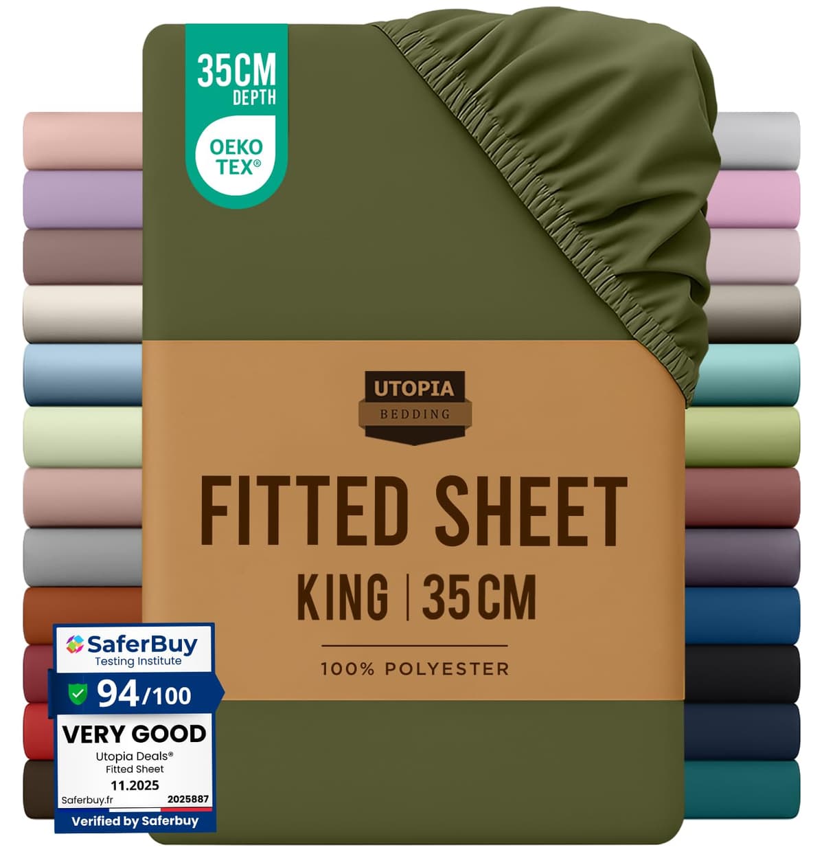 Utopia Bedding Fitted Sheet King, Grey - Deep Pocket 14 inch (35 cm) - Easy Care - OEKO-TEX Certified - Soft Brushed Microfibre Fabric - Shrinkage and Fade Resistant - Bottom Sheet — view 118