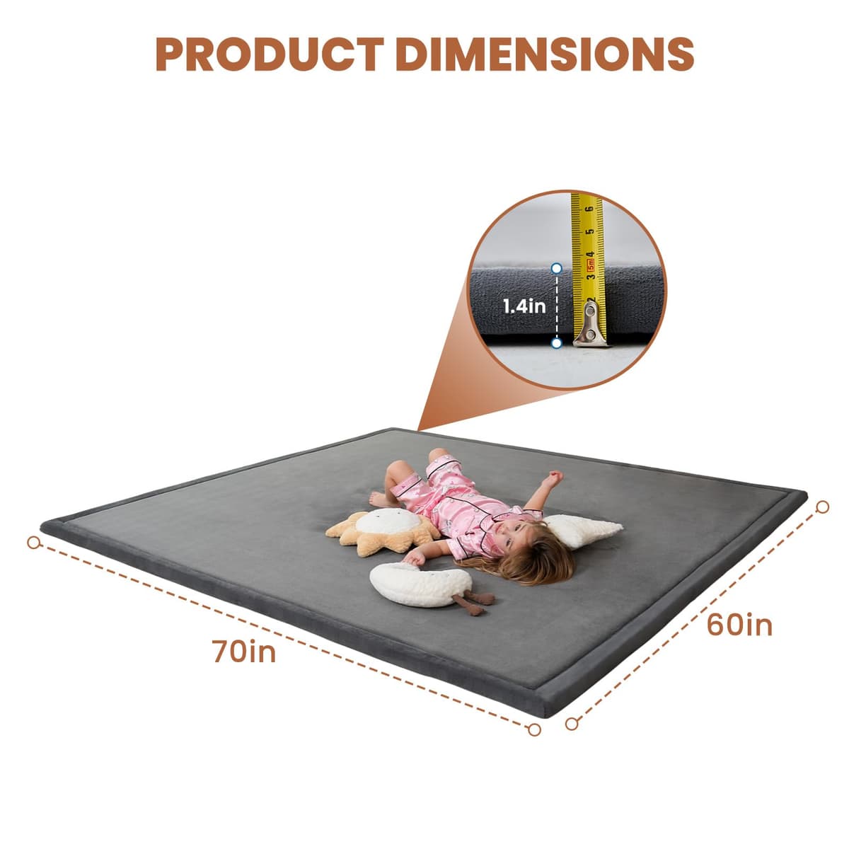 SUNYRISY 3.5cm Thick Baby Play Mat for Floor, 150 x 180 cm Foam Floor Padded Playmats for Babies, Soft Foldable Baby Rug Kids Playpen Mat for Crawling & Playing, Non-Slip Bottom — view 2
