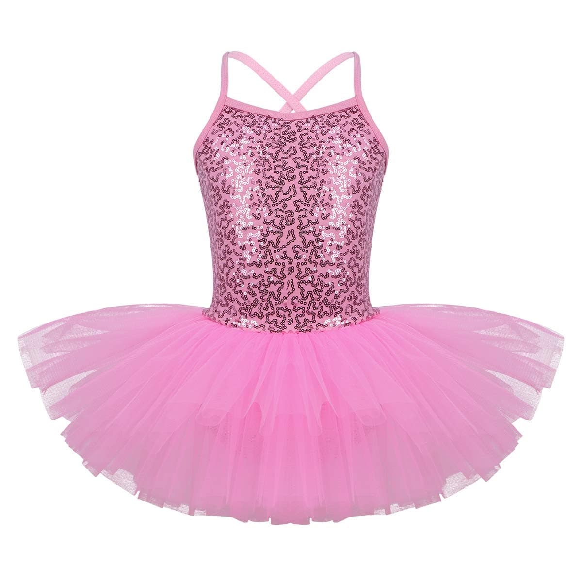 Oyolan Vestido de Danza Ballet Niña Princesa Vestido Tutu Lentejuelas Espalda Cruzada Traje Ropa de Baile Maillot Monos de Danza Clásica Traje de Bailarina — view 13