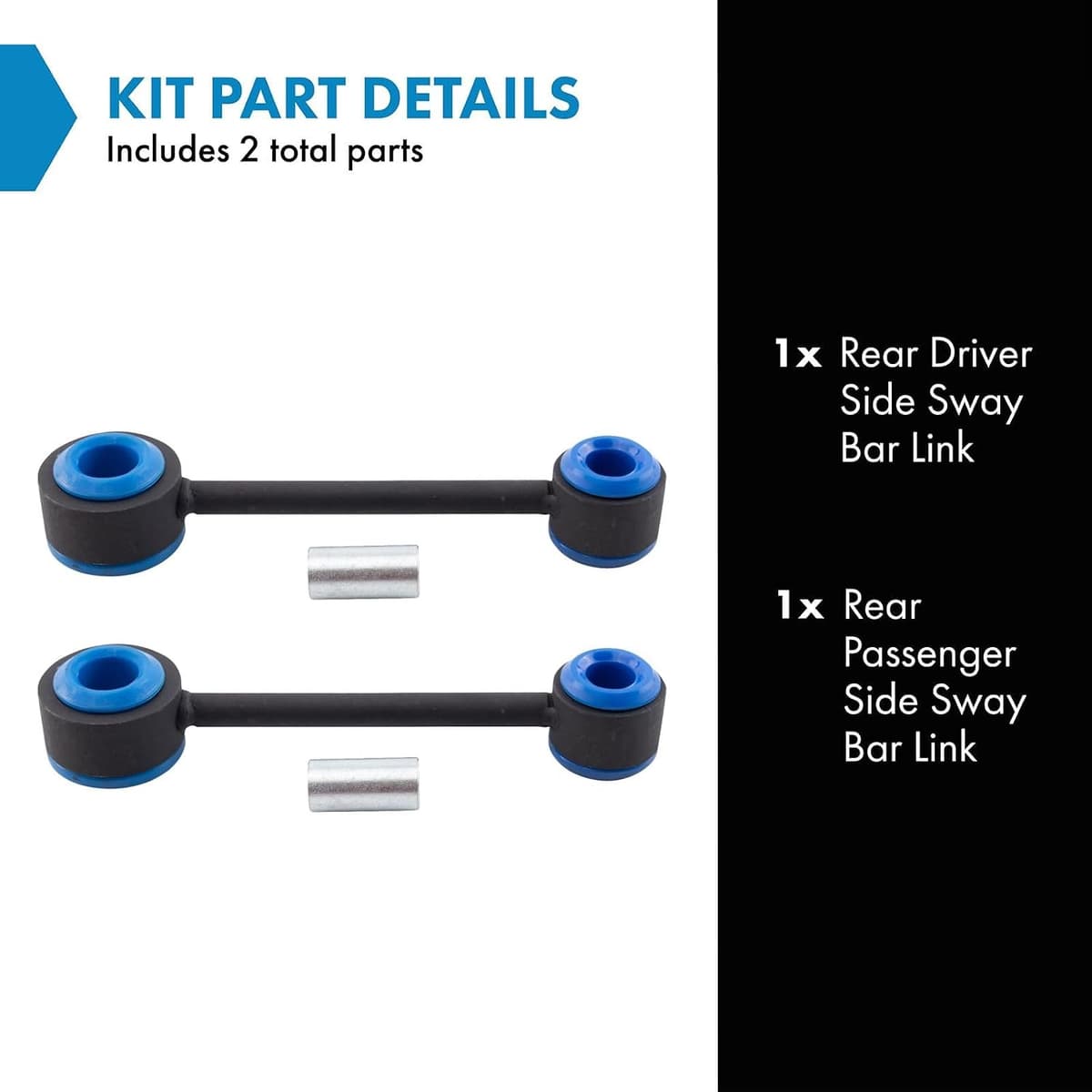 TRQ Rear Driver and Passenger Side Sway Bar Link Set 2 Piece Compatible with 2005-2014 Ford Mustang with 22mm Diameter Rear Sway Bar PSA48873