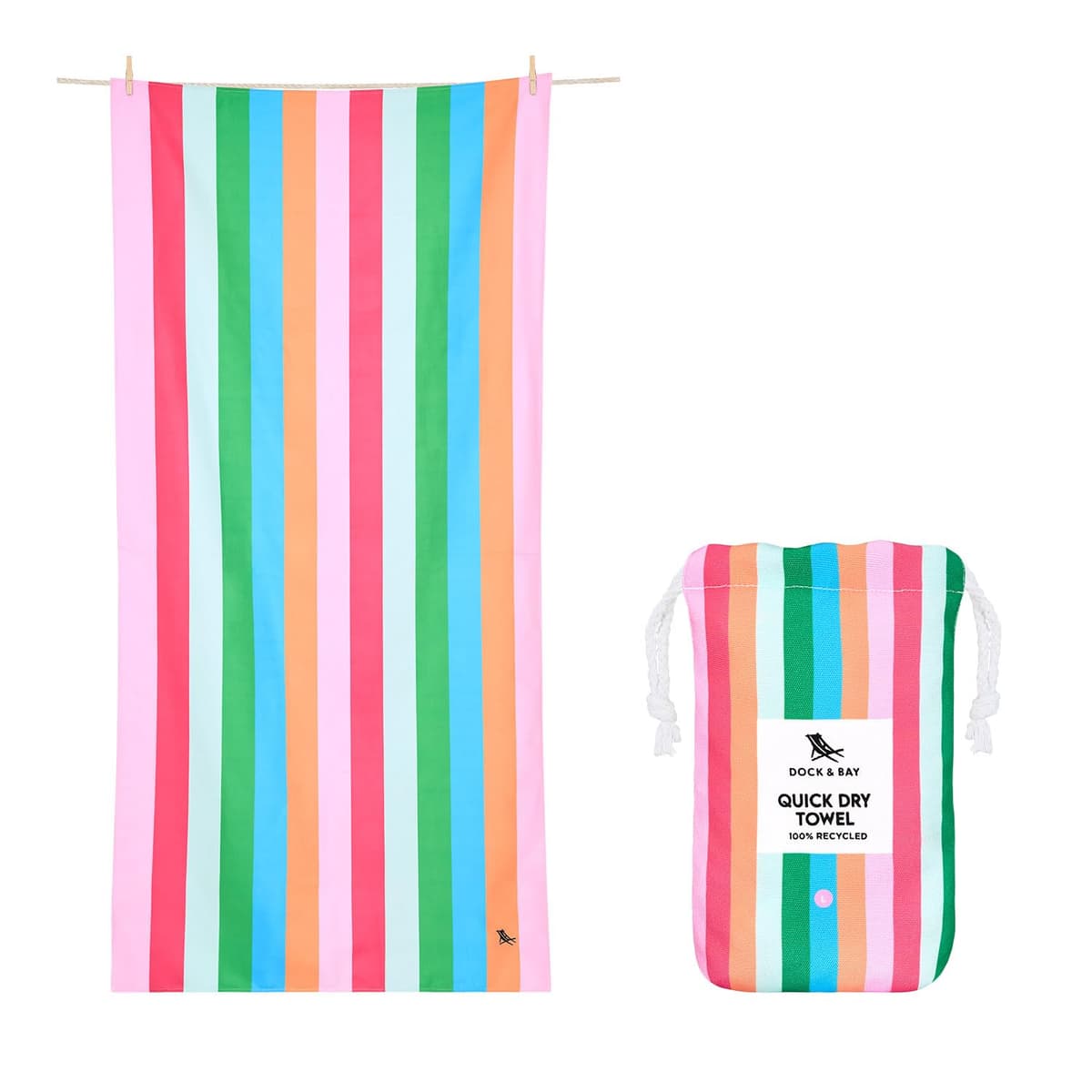 Dock & Bay Beach Towel - Quick Dry, Sand Free - Compact, Lightweight - 100% Recycled - Includes Bag - Cabana - Whitsunday Blue - Large (160x90cm, 63x35) — view 43