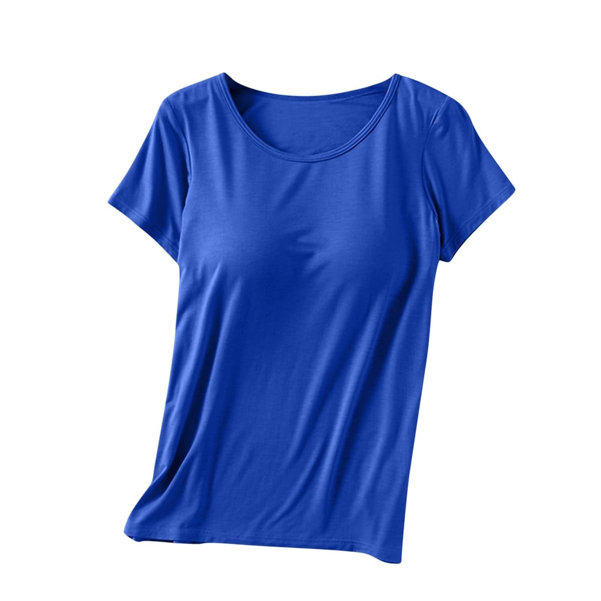 Womens Shirts with Built in Bra Short Sleeve Shirts Summer Casual Athletic Workout Yoga Shelf Bra Padded T Shirts Tops — view 12