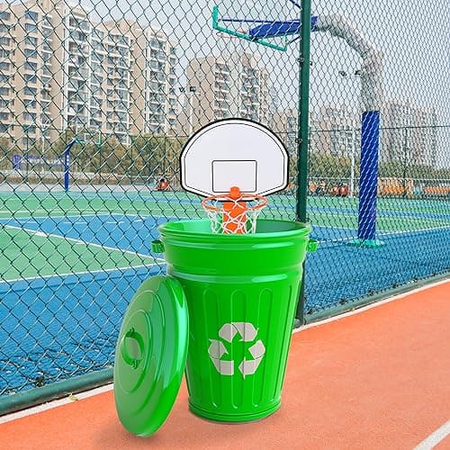 ArtCreativity Mini Basketball Hoop Trash Can Set, Includes Clip-On Hoop with Backboard, Inflatable Ball and Pump, Fun Basketball Stocking Stuffers for Kids, Office Toys for Adults, Classroom Games — view 4