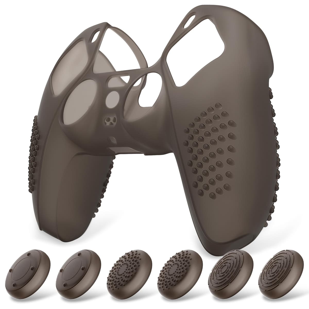 eXtremeRate PlayVital Funda de Silicona para ps5 Mando - Carcasa Protectora con 6 Tapas de Joysticks, Impermeable, Resistente y Antideslizante, Funda de Goma Suave, 3D Tachonado (Matcha Verde) — view 12