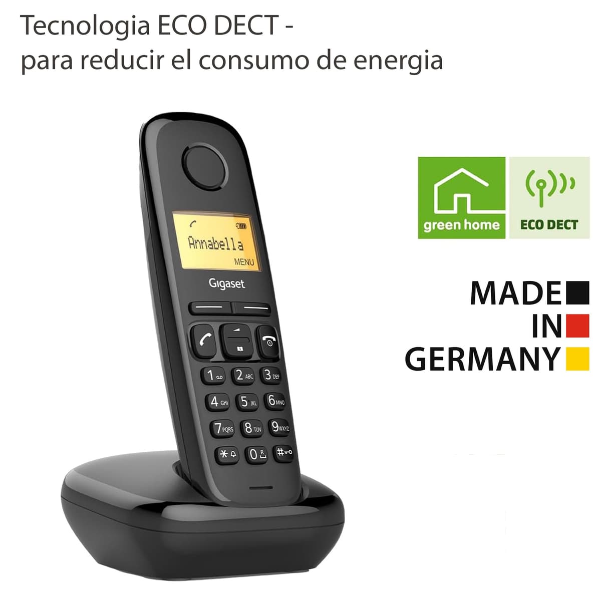 Gigaset A170 - Teléfono DECT inalámbrico - Pantalla Gráfica Iluminada - Fácil de Usar - Instalación Sencilla, Color Negro [Versión Española] — view 5
