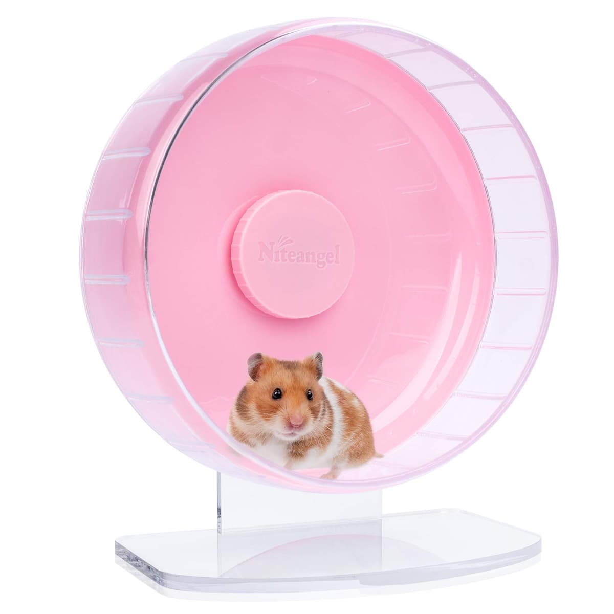 Niteangel Super Silent Hamster Exercise Wheels - Quiet Spinner Hamster Running Wheels with Adjustable Stand for Hedgehog Gerbils Mice Or Other Small Animals (Large, Transparent) — view 25
