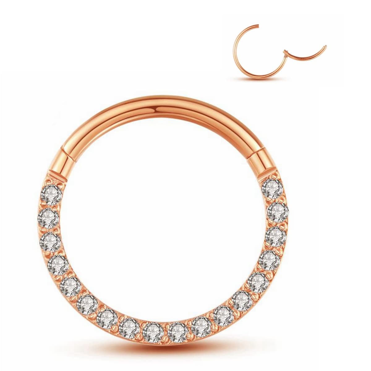 Yrogcu 20G 18G 16G 14G Single/Double Hoop Stainless-Steel Seamless-Hinged-Piercing Segment-Clicker Nose-Ring-Hoop : Diameter 6mm 8mm 10mm 12mm Cartilage Earrings — view 8