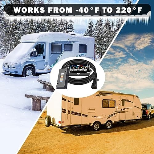 CheeMuii 7 Way Trailer Wiring Harness Kit 8 FT Trailer Cord with 7 Pin Trailer Plug and Junction Box Kit Premium Light and Brake Wiring Wires for Trailer RV — view 7