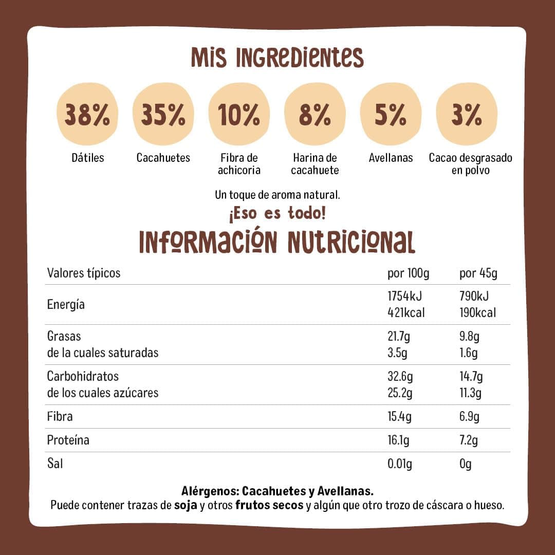 Nākd. Protein Cacao Avellana | Barritas Proteícas | 7g de Proteína de Origen Vegetal |100% Ingredientes Naturales | Sin Azúcar Añadido | Vegano | 16 x 45g | 720g — view 2
