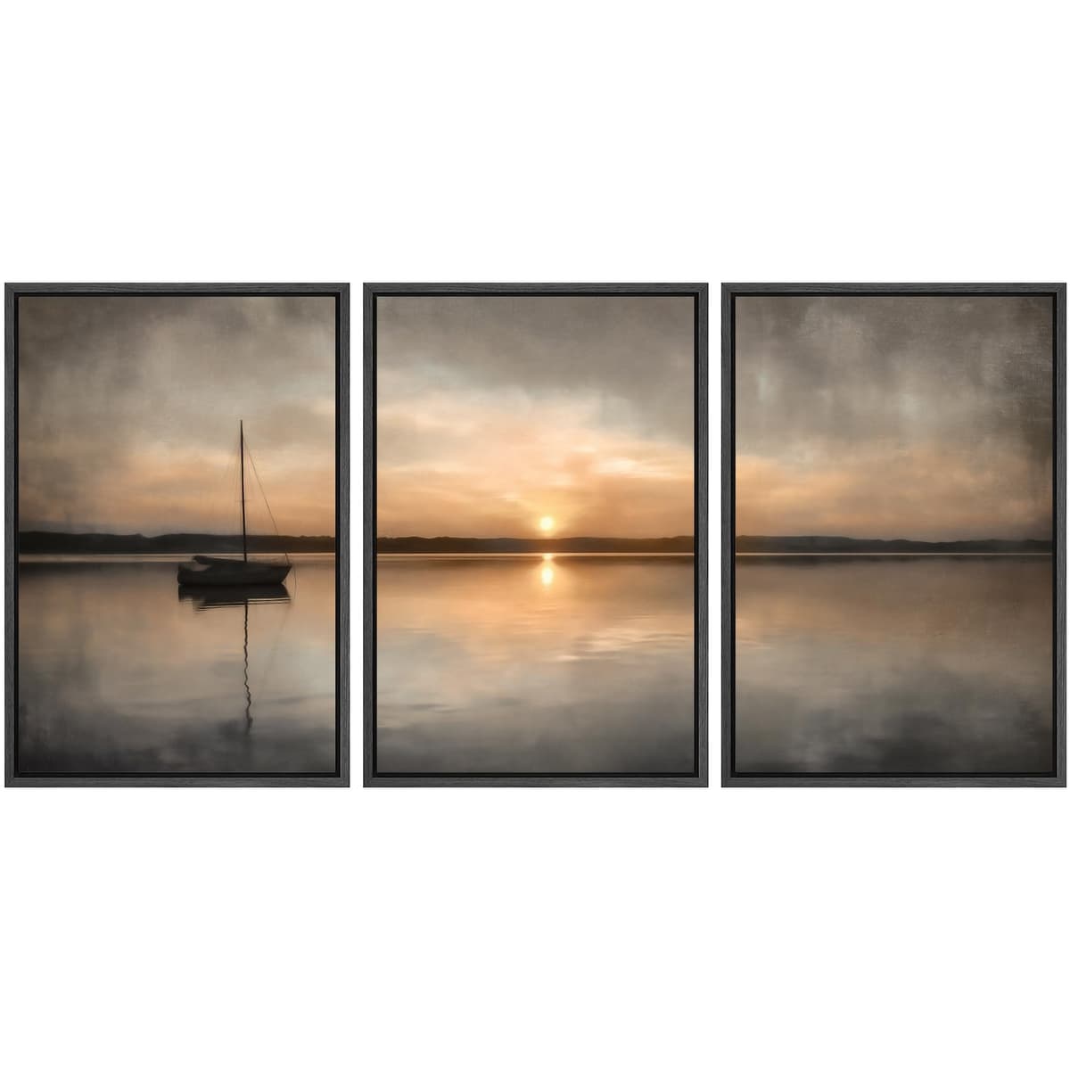 SIGNWIN Framed Canvas Print Wall Art Set Blue White Grunge Geometric Pattern Abstract Shapes Cozy Neutral Decorative Contemporary Minimal for Living Room, Bedroom, Office - 24"x36"x3 Natural — view 20