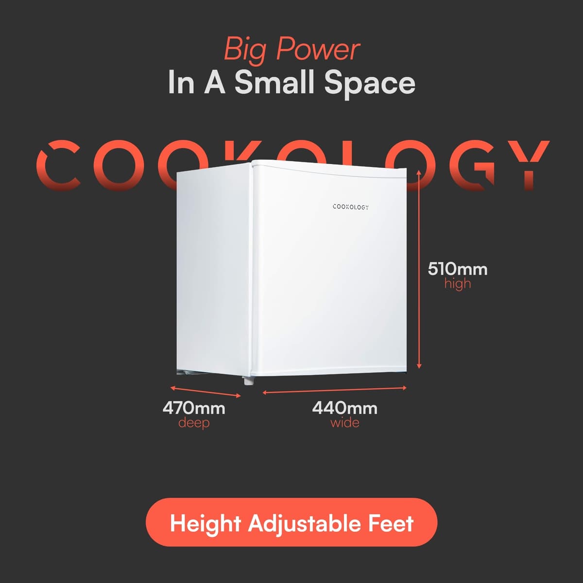 Cookology MFZ32WH Table Top Mini Freezer in White - 31 Litre Capacity - For Counter Tops - Adjustable Temperature Control & Legs - Removable Wire Shelf - 4 Star Rating — view 4