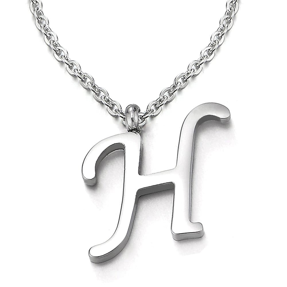 Nombre Inicial Letra del Alfabeto A Colgante, Collar de Mujer Hombre, Acero Inoxidable,50cm Cadena Cuerda — view 10
