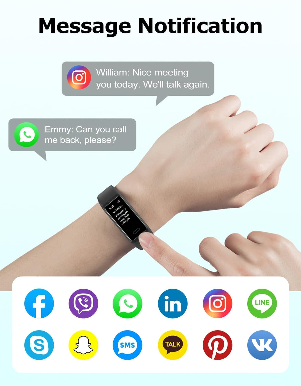 Cloudpoem Fitness Watch with Heart Rate,Sleep Monitor,Step Counter,Calorie Counter,IP68 Waterproof Fitness Tracker with Pedometer for Women Men,SMS/SNS/Call Notification for Android iOS Smartphones — view 2